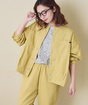 コットン ツイル ノーカラー バルーン ジャケット