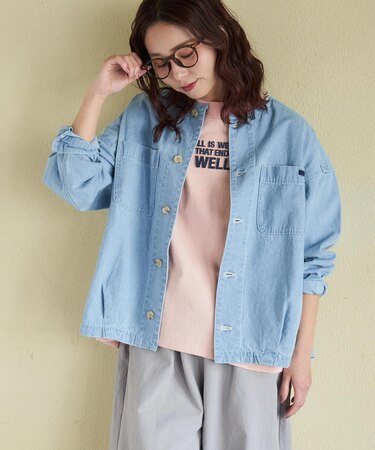 8.5オンス デニム ノーカラー バルーン ジャケット