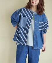 8.5オンス デニム ノーカラー バルーン ジャケット