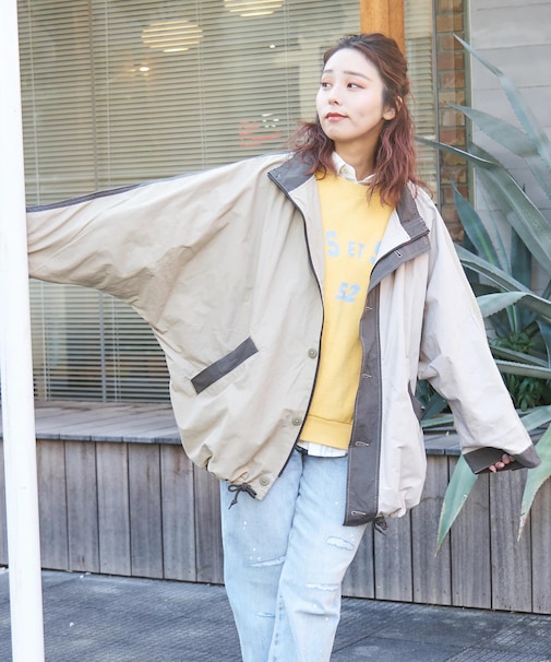 綿ナイロンツイル ドルマン ジャケット