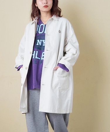 綿ナイロンツイル ステンカラーコート