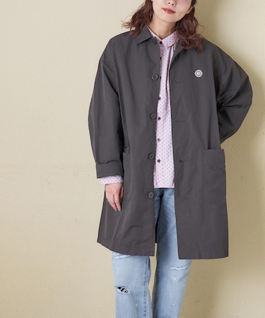 綿ナイロンツイル ステンカラーコート