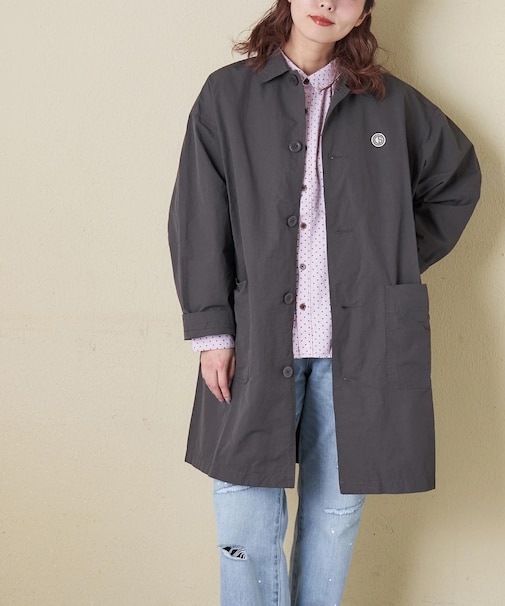 綿ナイロンツイル ステンカラーコート