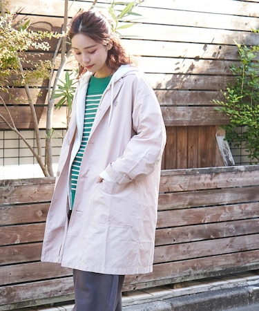 綿ナイロンツイル ステンカラーコート