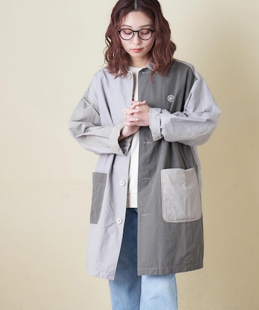 綿ナイロンツイル ステンカラーコート