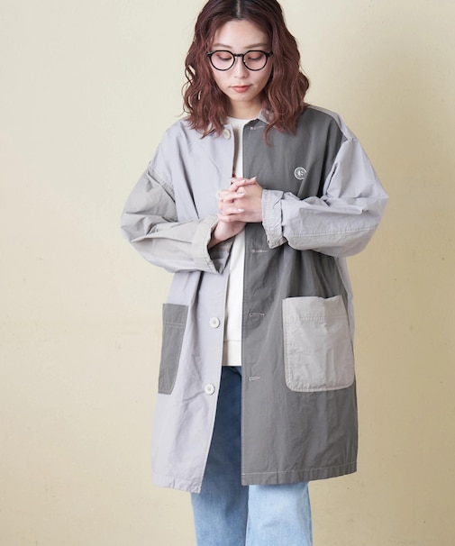 綿ナイロンツイル ステンカラーコート