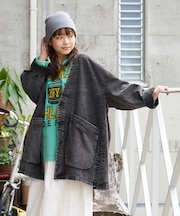 ケミカルウォッシュ Vネック デニム ジャケット