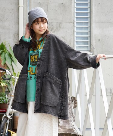 ケミカルウォッシュ Vネック デニム ジャケット