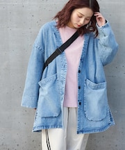 ケミカルウォッシュ Vネック デニム ジャケット