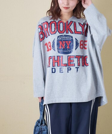 10/-天竺 スノーウォッシュ カットオフ Vネック プルオーバー