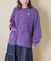 10/-天竺 スノーウォッシュ ドットボタン カーディガン