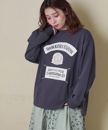 16/-OE天竺 布帛 ワッペン プルオーバー