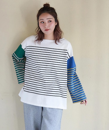 21/-天竺 バスク ボーダー Tシャツ