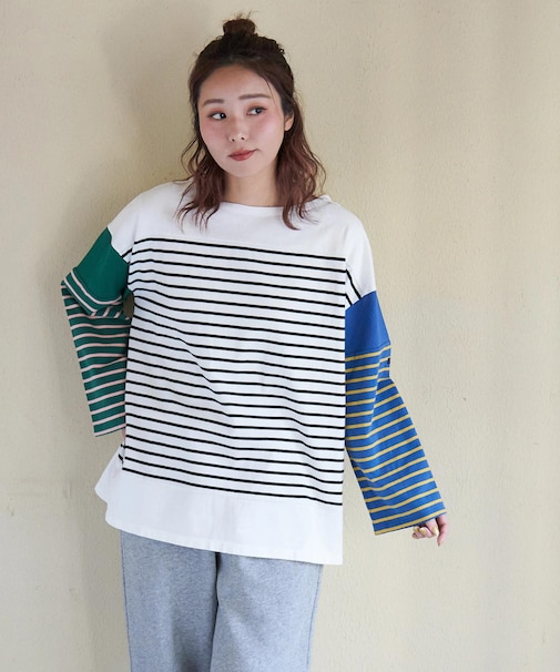 21/-天竺 バスク ボーダー Tシャツ