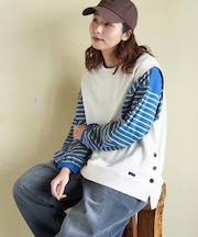 ガーゼ裏毛 脇スリット スウェット ベスト