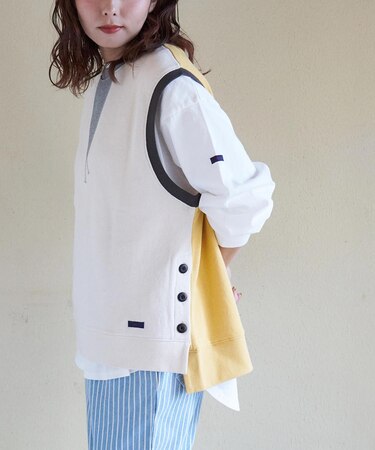 ガーゼ裏毛 脇スリット スウェット ベスト