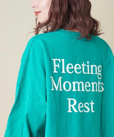 10/-スラブ天竺 バックプリント パフスリーブ プルオーバー