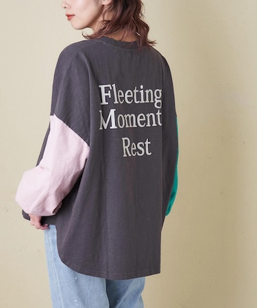 10/-スラブ天竺 バックプリント パフスリーブ プルオーバー