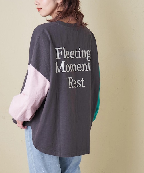 10/-スラブ天竺 バックプリント パフスリーブ プルオーバー