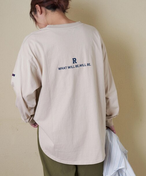 20/-OE天竺 バックプリント ロングTシャツ