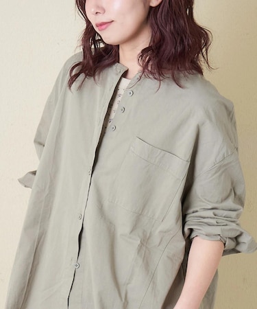 ノーカラー ビッグシャツ