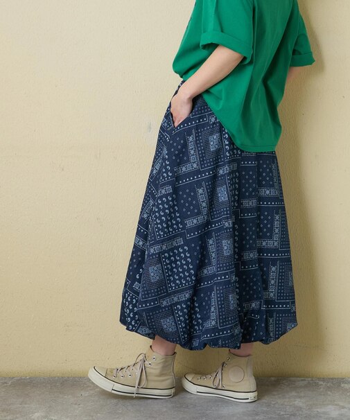 デニム プリント バルーンスカート