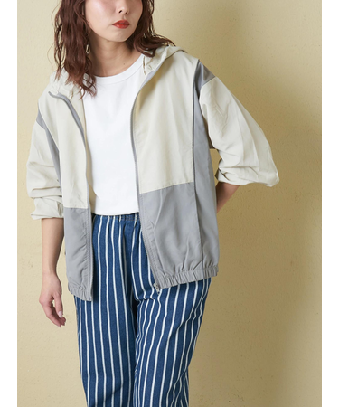 ナイロン 配色 ジップアップ ブルゾン