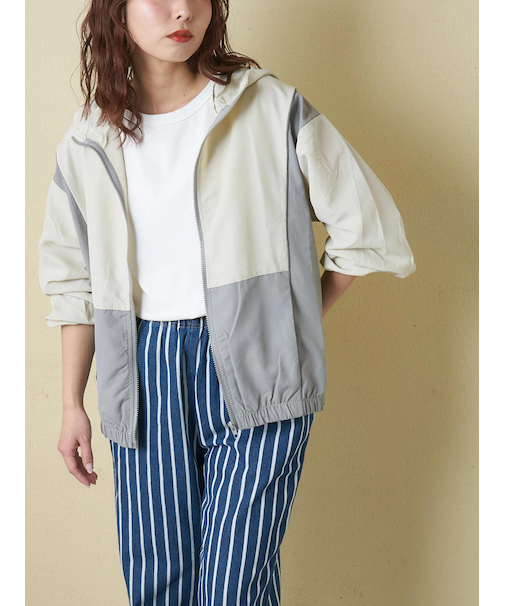 ナイロン 配色 ジップアップ ブルゾン