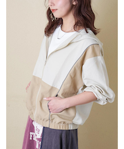 ナイロン 配色 ジップアップ ブルゾン