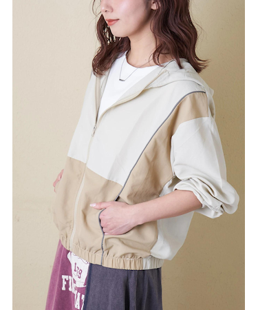 ナイロン 配色 ジップアップ ブルゾン