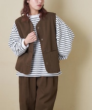 コットン ツイル Vネック ベスト