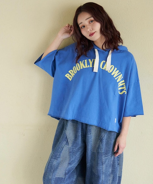 20/-OE天竺 ロゴプリント パーカー