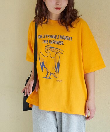 20/-OE天竺 ペリカン プリント Tシャツ