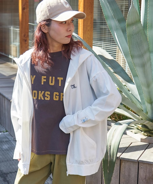 接触冷感 ・ UVカット 天竺 ドルマン ジップパーカー