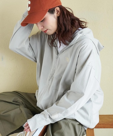 接触冷感 ・ UVカット 天竺 ドルマン ジップパーカー