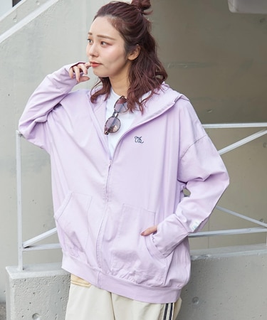 接触冷感 ・ UVカット 天竺 ドルマン ジップパーカー