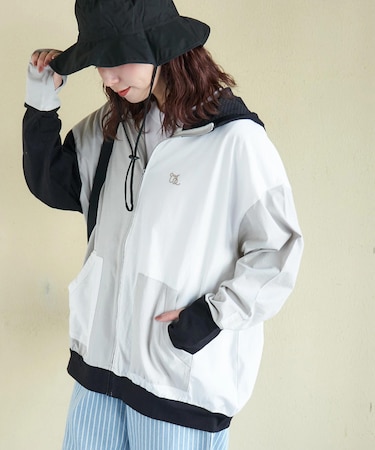 接触冷感 ・ UVカット 天竺 ドルマン ジップパーカー