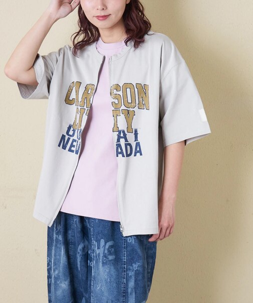 接触冷感・UVカット 天竺 ７分袖 ジップ カーディガン