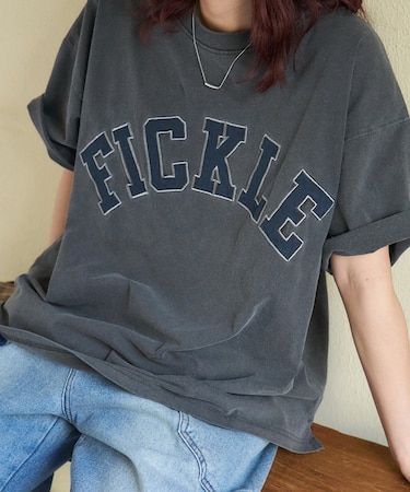 20/-OE天竺 ピグメント染 ロゴ パッチ Tシャツ