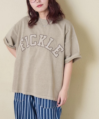 20/-OE天竺 ピグメント染 ロゴ パッチ Tシャツ