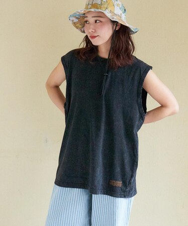 ピグメント染 ノースリーブ Tシャツ