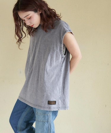 ピグメント染 ノースリーブ Tシャツ