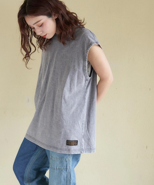 ピグメント染 ノースリーブ Tシャツ