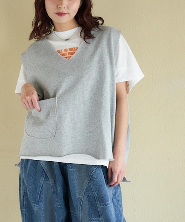 裏毛 スウェット Vネック ルーズ ベスト