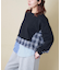 ミニ裏毛 スウェット × チェック 切替 プルオーバー