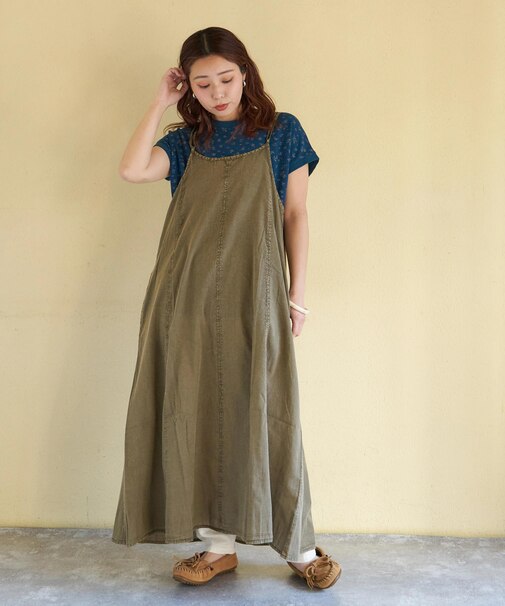 インド キャンブリック アシッド加工 キャミワンピース