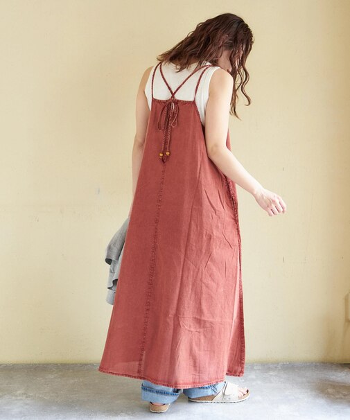 インド キャンブリック アシッド加工 キャミワンピース