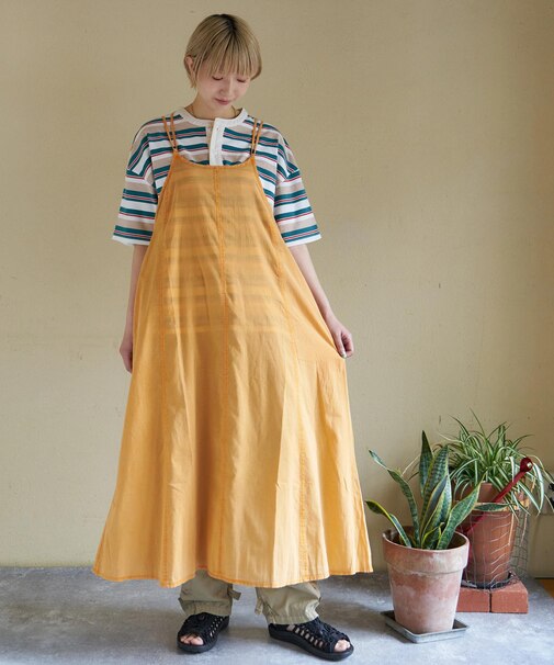 インド キャンブリック アシッド加工 キャミワンピース