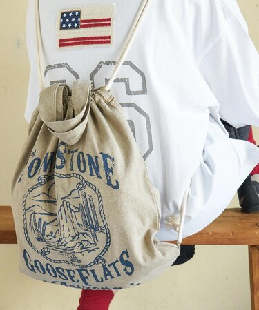 20/-OE天竺 ピグメント染 ナップサック トートバッグ