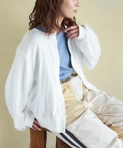 WEB限定 evo. (エボ) シアー × スウェット クルーネック カーディガン